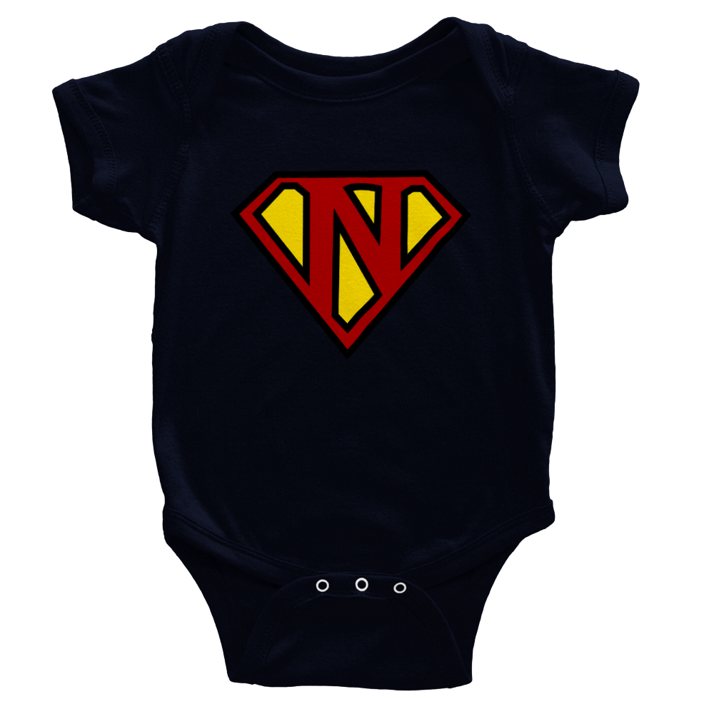 Super Style Font in Letter 'N' - Baby Short Sleeve Onesie