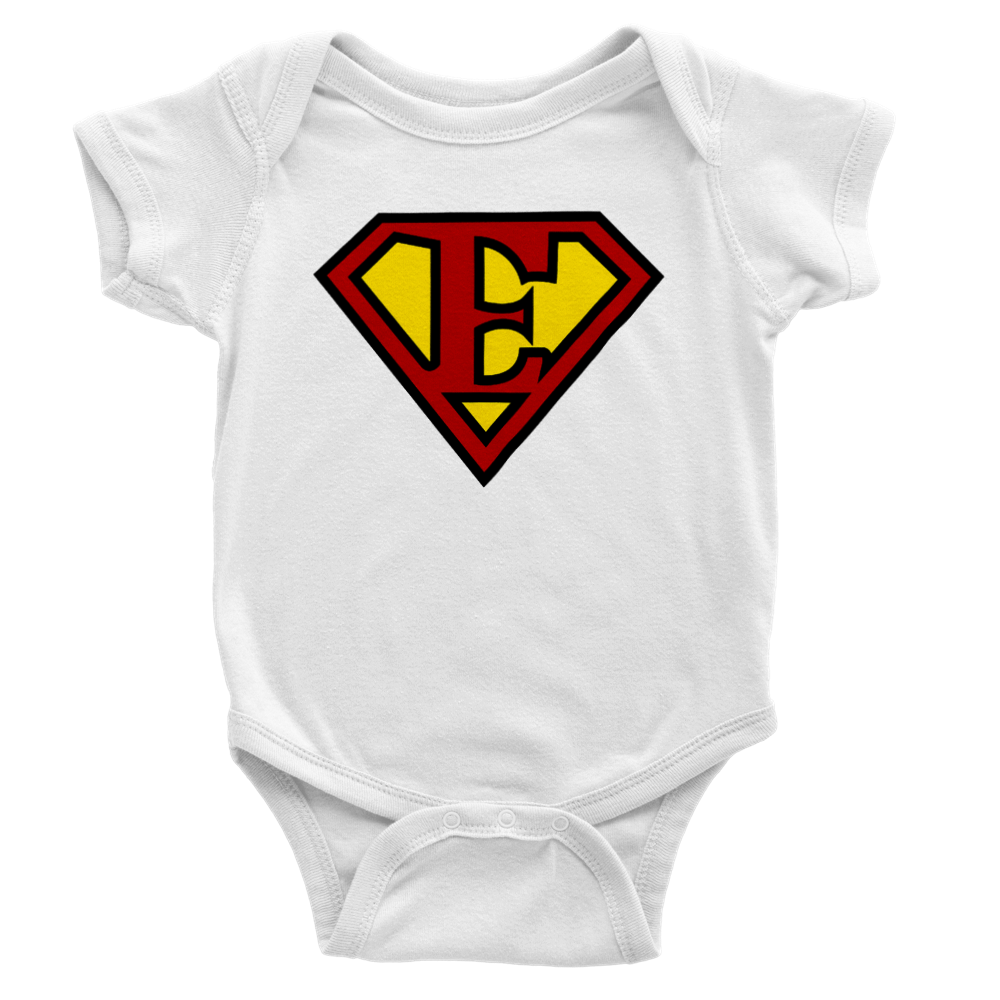 Super Style Font in Letter 'E' - Baby Short Sleeve Onesie