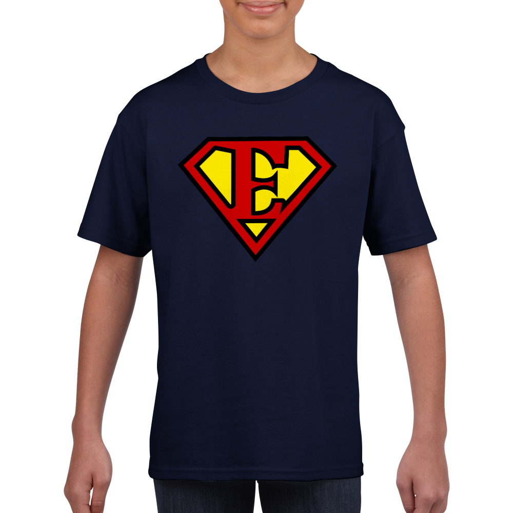 Super Style Font in Letter 'E' - Kids Unisex Crewneck T-shirt