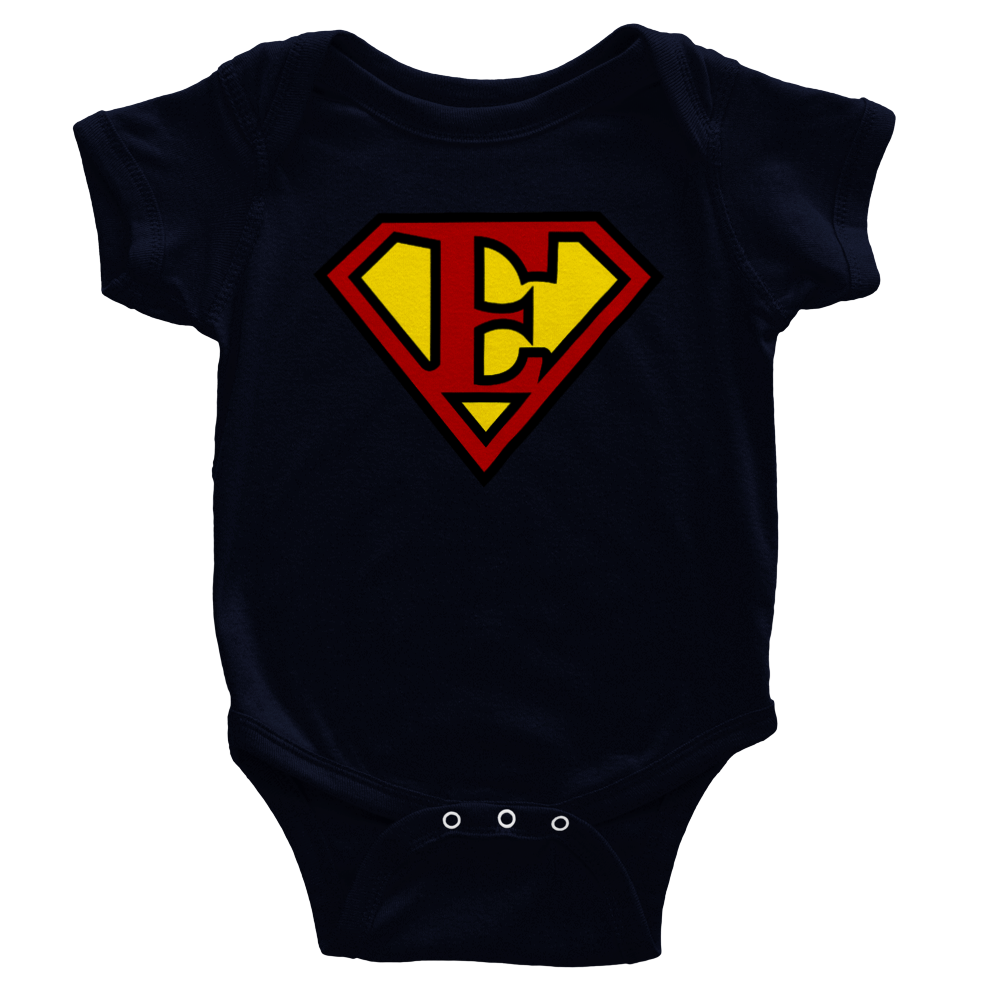 Super Style Font in Letter 'E' - Baby Short Sleeve Onesie