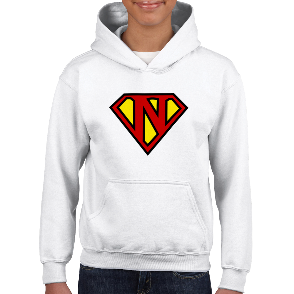 Super Style Font in Letter 'N' - Kids Unisex Pullover Hoodie