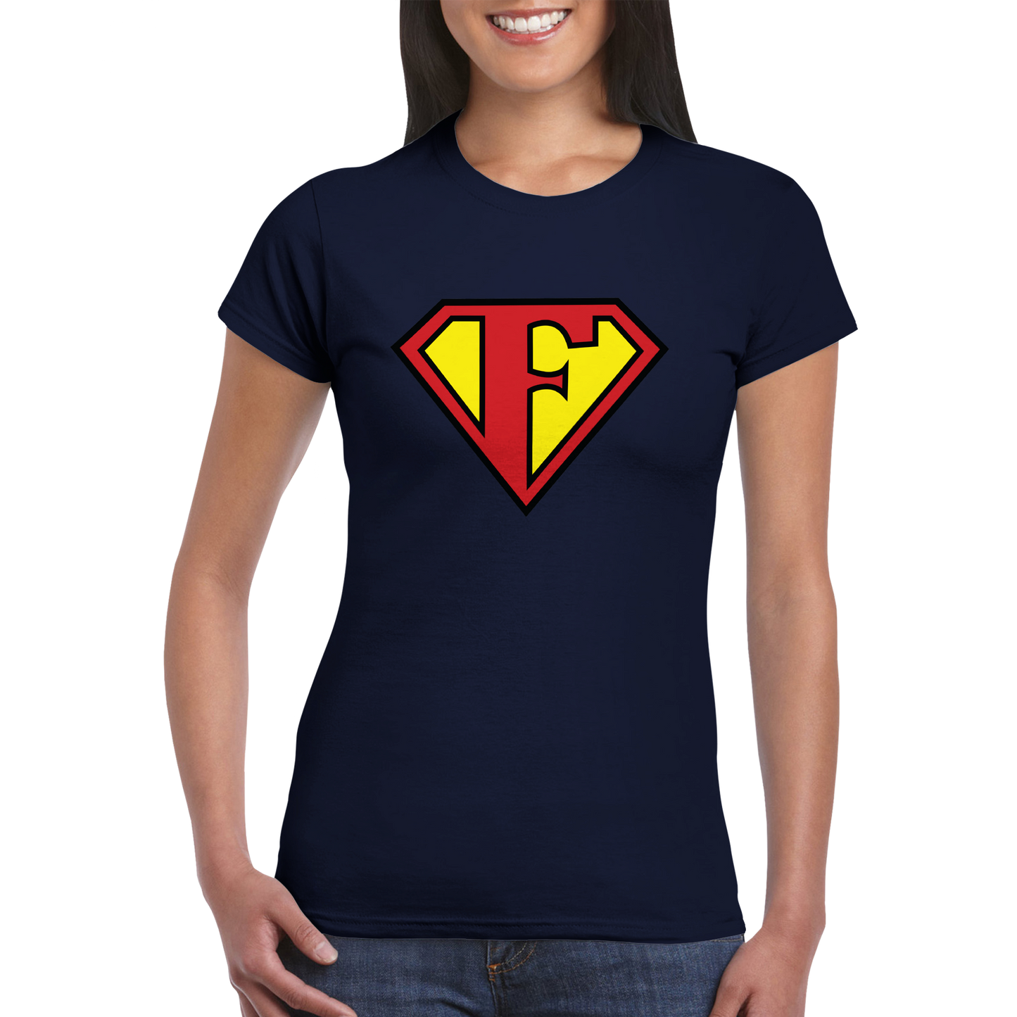 Super Style Font in Letter 'F' - Womens Crewneck T-shirt