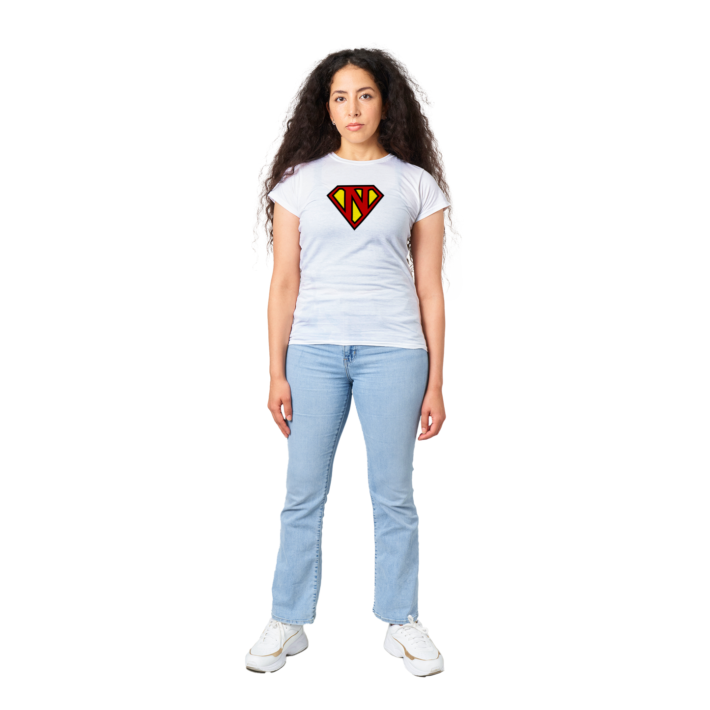 Super Style Font in Letter 'N' - Womens Crewneck T-shirt