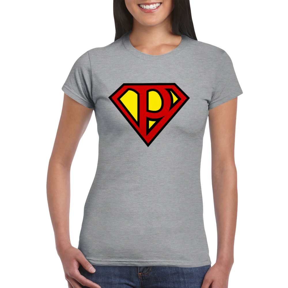 Super Style Font in Letter 'P' - Womens Crewneck T-shirt