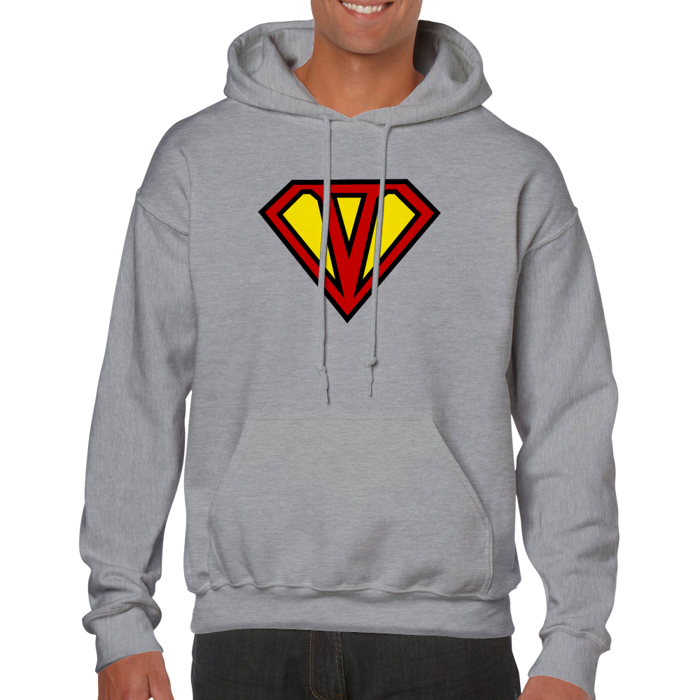 Super Style Font in Letter 'V' - Adults Unisex Pullover Hoodie