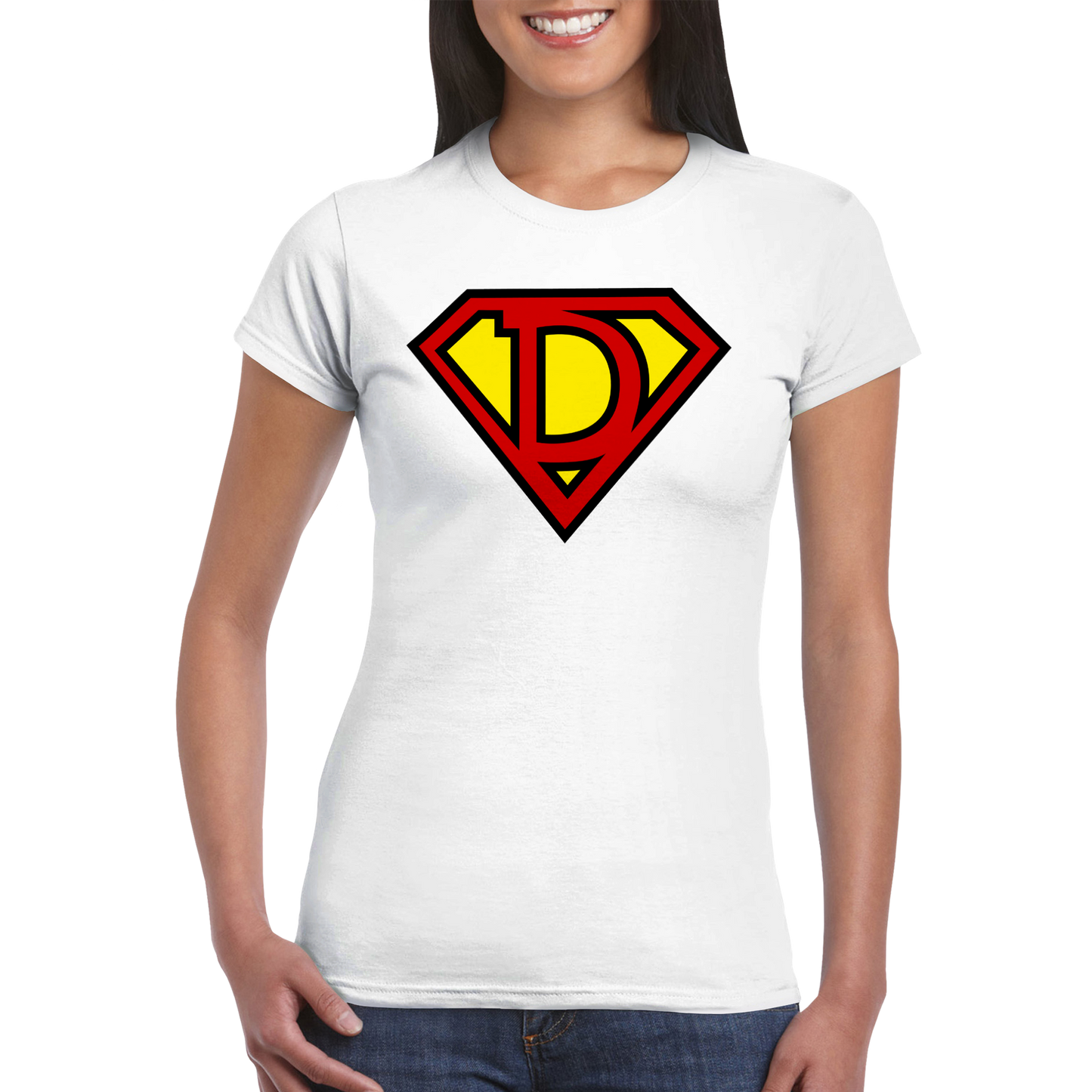 Super Style Font in Letter 'D' - Womens Crewneck T-shirt