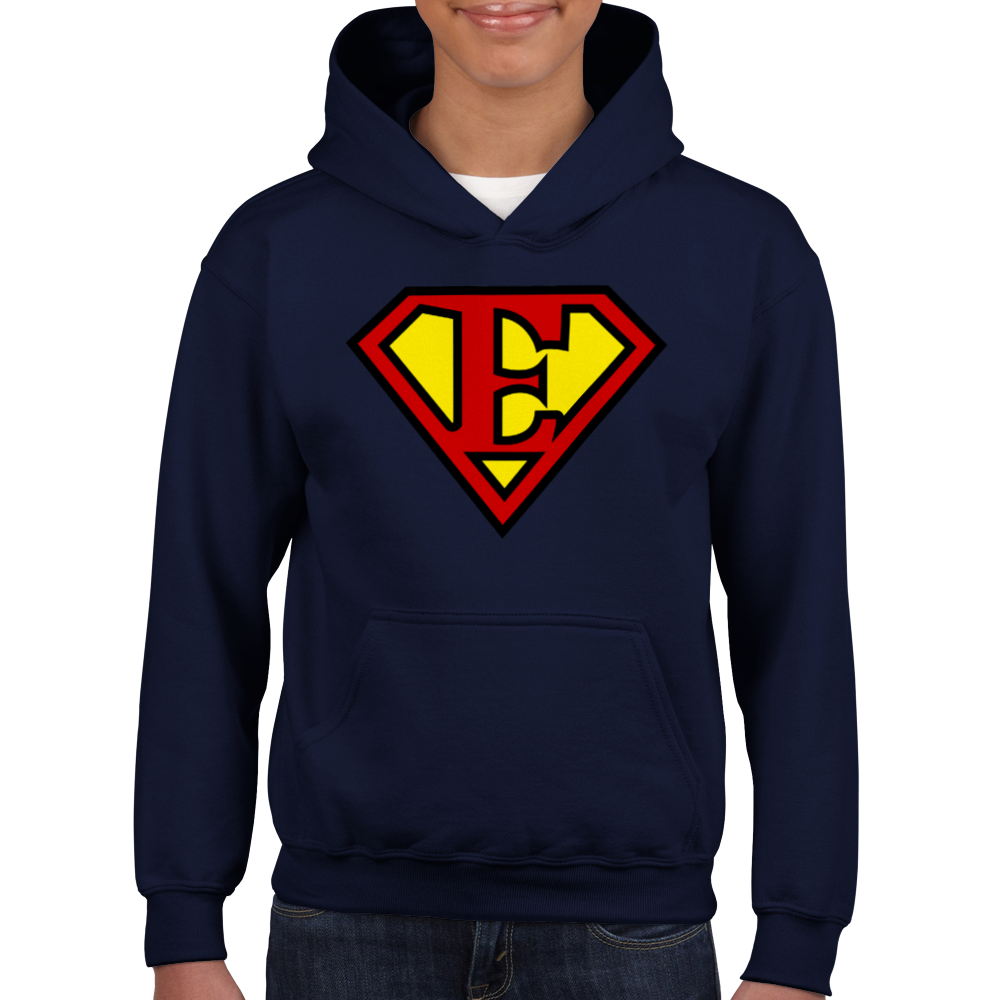 Super Style Font in Letter 'E' - Kids Unisex Pullover Hoodie