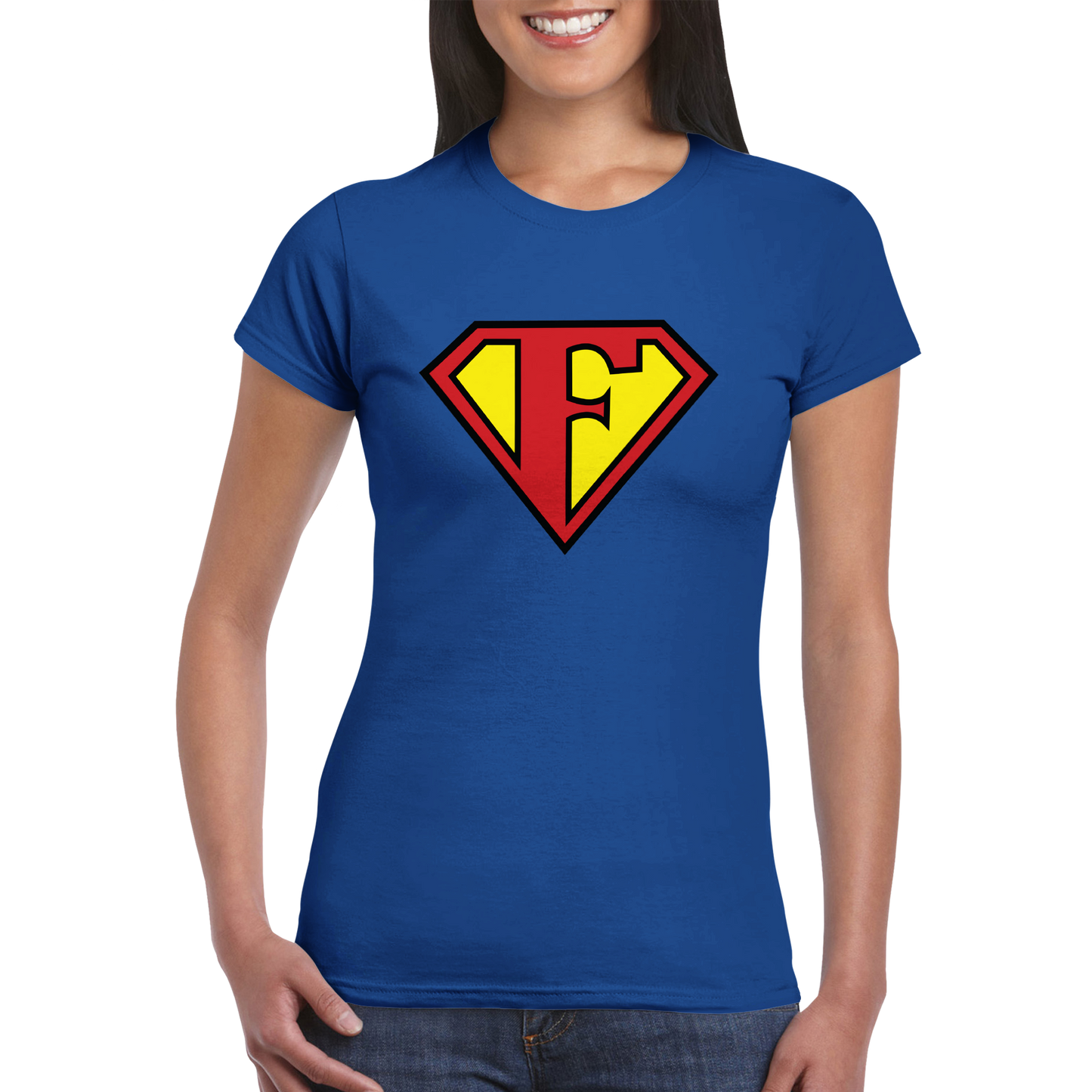 Super Style Font in Letter 'F' - Womens Crewneck T-shirt